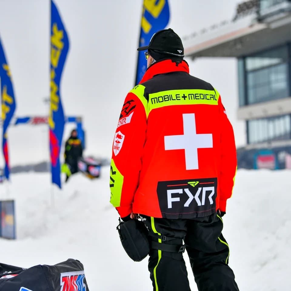 A Mobile Medical responder watching the track